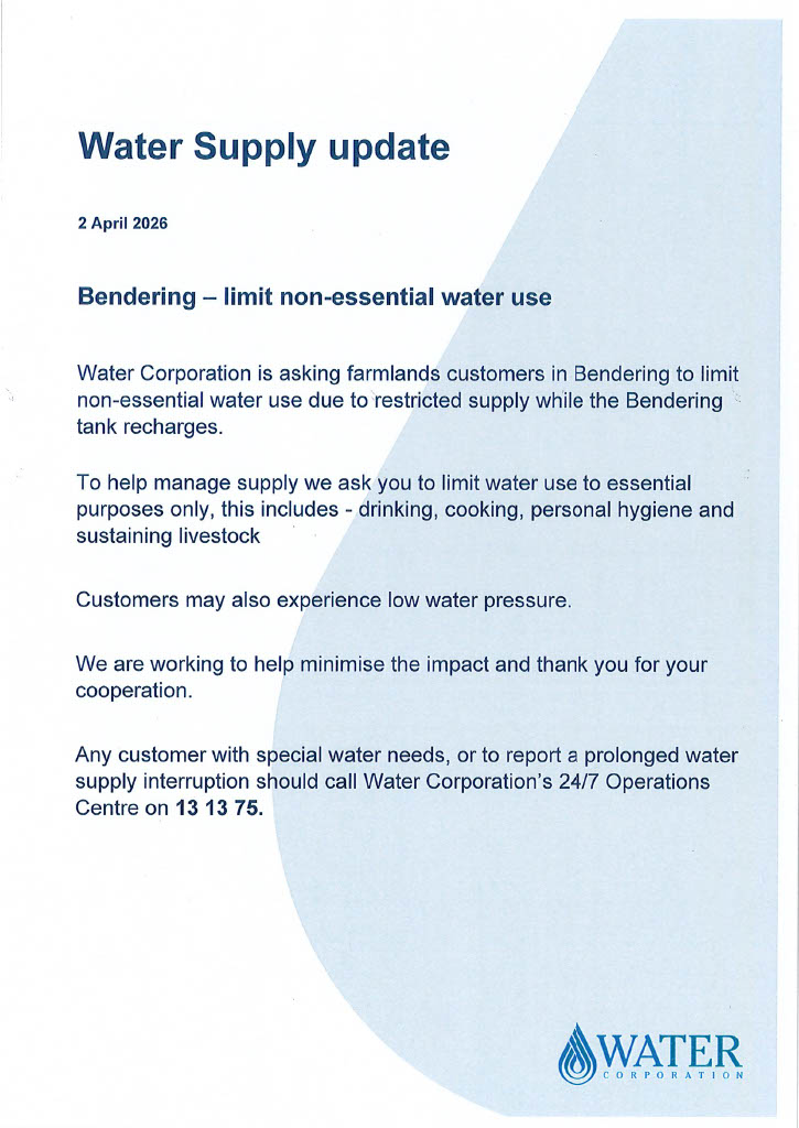 Bendering Standpipe User - Update 02/04/2026